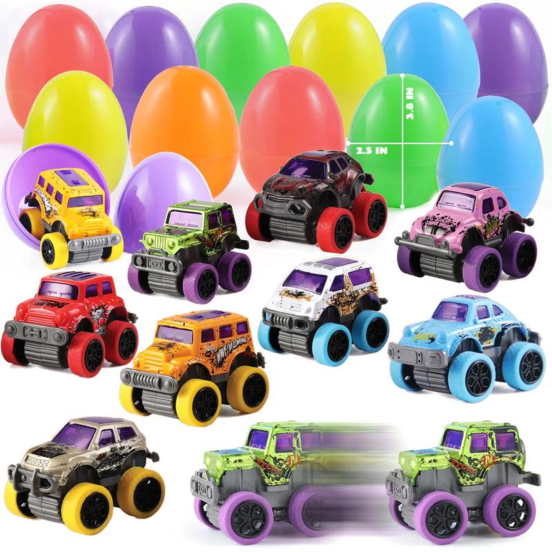 PlayHaven™ 12pcs Easter Eggs Packed With Pull Back Monster Trucks
